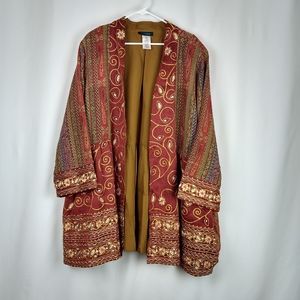 Ulla Popken Patchwork Embroidered Boho Jacket Plus